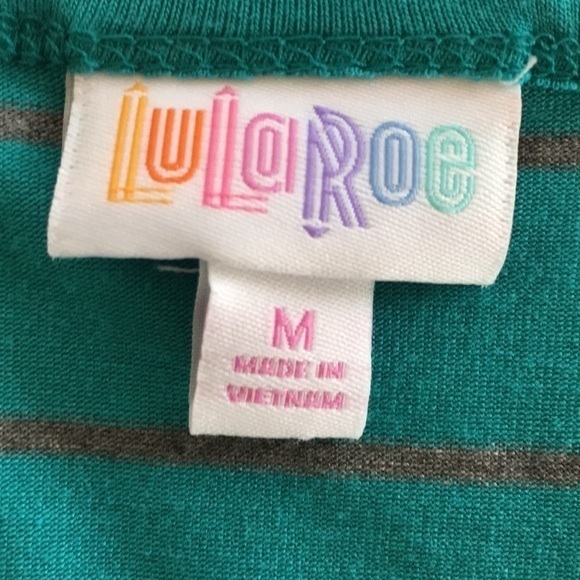 LULAROE “Julia” teal with grey stripes dress - Picture 5 of 5